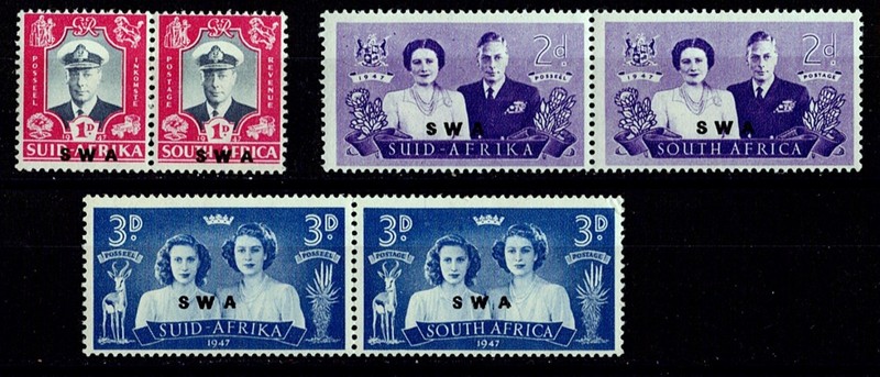 SOUTH WEST AFRICA  1947 Royal visit of SA.  SC# 134-136. FULL SET. MNH HV £ 35