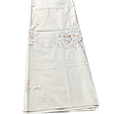 Vtg Tablecloth Hand Embroidered Floral Approx. 50x64  6X 10X10" Napkins READ