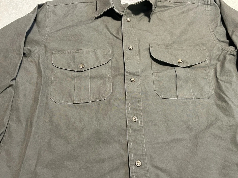 C.C. Filson Tin Cloth Canvas Shirt Long Sleeve Button Down Green 2 Pocket Size L - Image 2 of 4