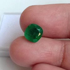 2.18 Cts Natural Zambia Emerald Cushion Cut 7x7 MM Loose Gemstone For Jewelry