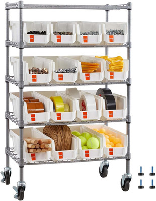 5-Tier Rolling Storage Rack with 16 Bins - Mobile Organizer for Any Space