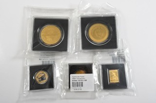 O49X02 5x Moneda Oro 999 2x 1/200 Onzas 3x 1/500 Onzas