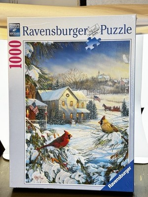 Ravensburger Jigsaw Puzzle Winter Cardinals 1000pc Country Birds Snow