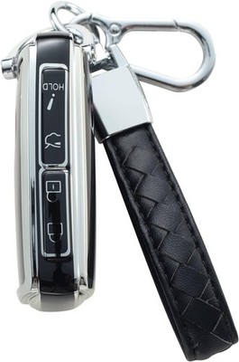 Compatible Key Fob Cover with Leather Lanyard, Car Key Case Shell  Size: Black