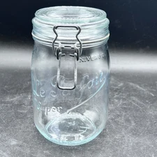 Vintage Le Parfait "Super" 1 Liter Glass Canning Jar w/ Wire Lid & Gasket France
