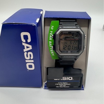 Casio Illuminator Digital Watch WS-1600H Black Resin 10 Year Battery WR100M