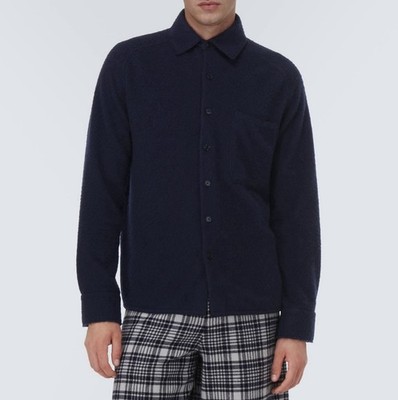トップス 447 The Elder Statesman Fuzzy Knit Navy ZEGNA X THE ELDER STATESMAN Brushed 'Oasi Cashmere' Knit Overshirt