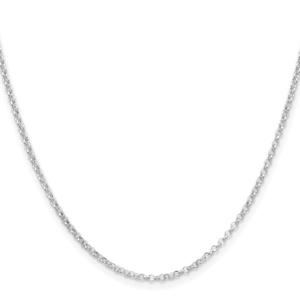 2mm Rolo Chain Necklace 22 inch Rhodium-Plated 925 Sterling Silver | eBay