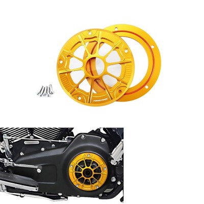 CNC-Cut Gold Primary Clutch Derby Cover for Harley 99+ Dyna FXDF FXDB Softail FL