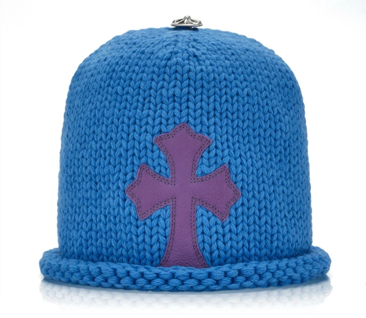 Chrome Hearts Leather Cross Patch Knit Beanie Blue/Purple | eBay