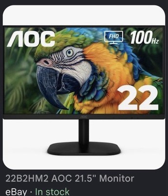 AOC 22B2HM2 21.5'' FHD LCD 100Hz Adaptive-Sync Slim Bezel HDMI VGA