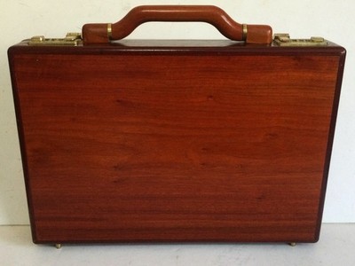 Vintage Presto Briefcase Wood MCM Mid-Century Modern Combo Lock 17' Hard Attache