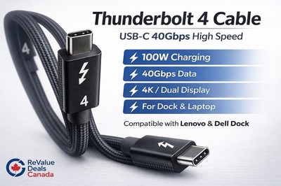 Thunderbolt 4 USB-C Cable 0.8m 40Gbps 240W USB4 Type-C Fast Charging