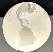 World Globe Clear Glass Frosted Crystal 3" Paperweight
