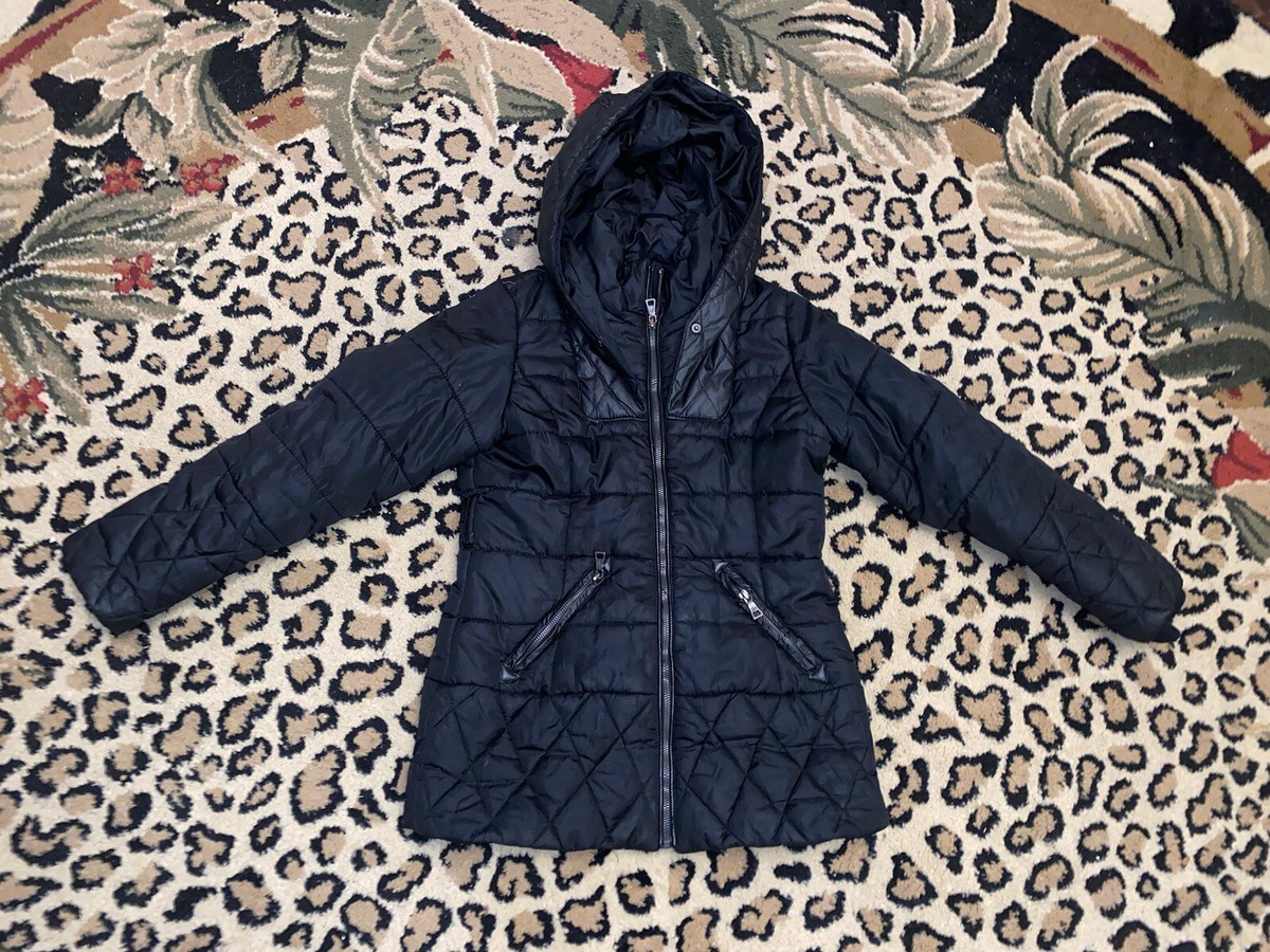 Sam Edelman Black Hooded Puffer Winter Jacket Coat Girls Kids sz M 10/12  GUC Zip