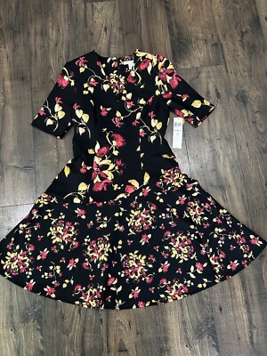 NWT London Times Fit and Flare Black Floral Print Dress Women Size 6 MSRP  $74 | eBay