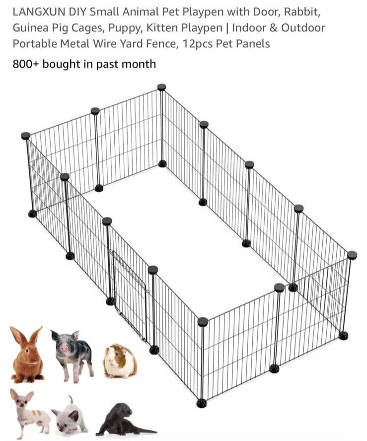LANGXUN DIY Small Animal Pet Playpen with Door, Rabbit, Guinea Pig Cages, Puppy,
