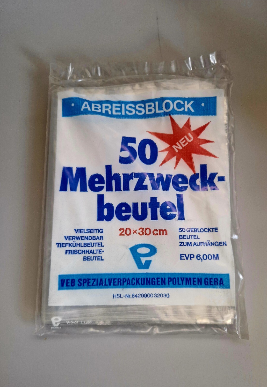 50 Mehrzweckbeutel / Abreissblock/VEB Spezialverpackung Polymen Gera DDR OVP