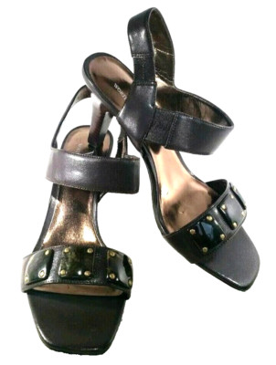 Worthington Womans Shoe Size 7 B High Heel Brown Leather Pumps Faux Stones New