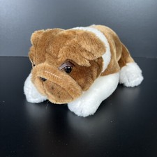 Bulldog Plush Stuffed Animal 12 Brown and White Plushland