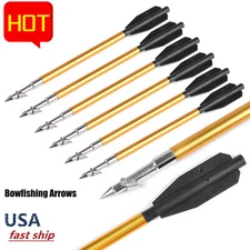 6/12pcs Aluminum Fishing Hunting Bolts 6.8" Mini Arrows Barbed Bowfishing Darts