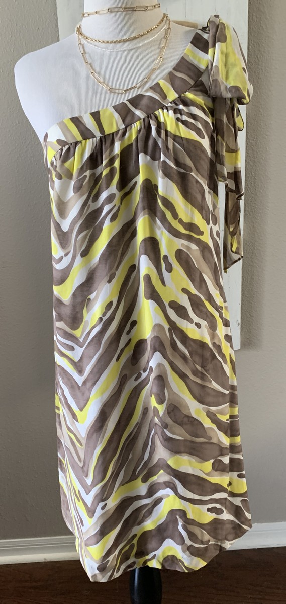 strapless open back dress Bold c 1975 Halston One Shoulder Brown & White Zebra Print Full Skirte –  Shrimpton Couture main image 1