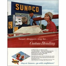 1961 Sunoco: Smart Shoppers Stop for Custom Blending Vintage Print Ad