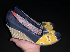 POETIC LICENCE Mustard Blue Platform High Heels LIMITED Shoes Size 8.5 ❤️sj19j2