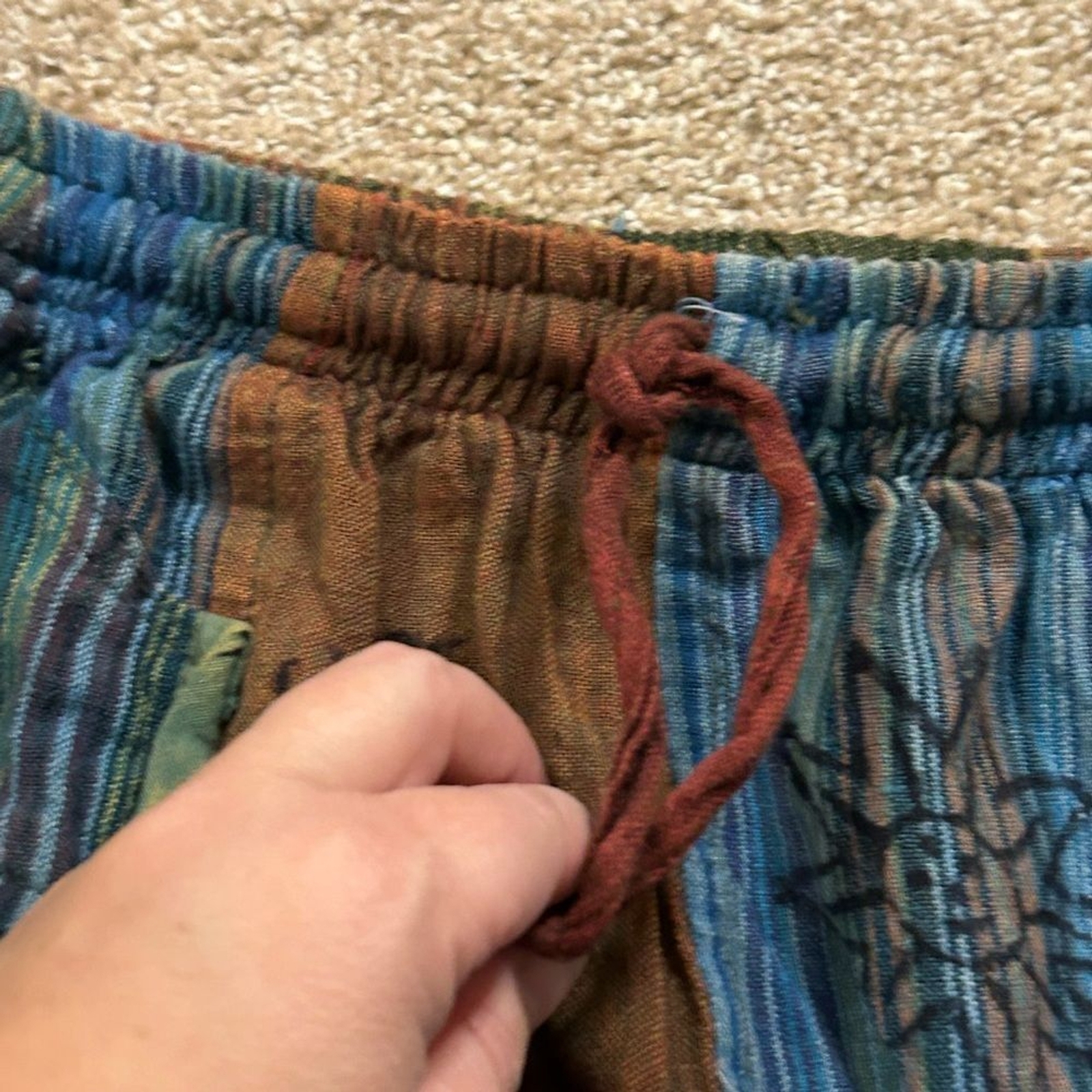 Hippie patchwork pants Cargo Drawstring Elastic w… - image 6