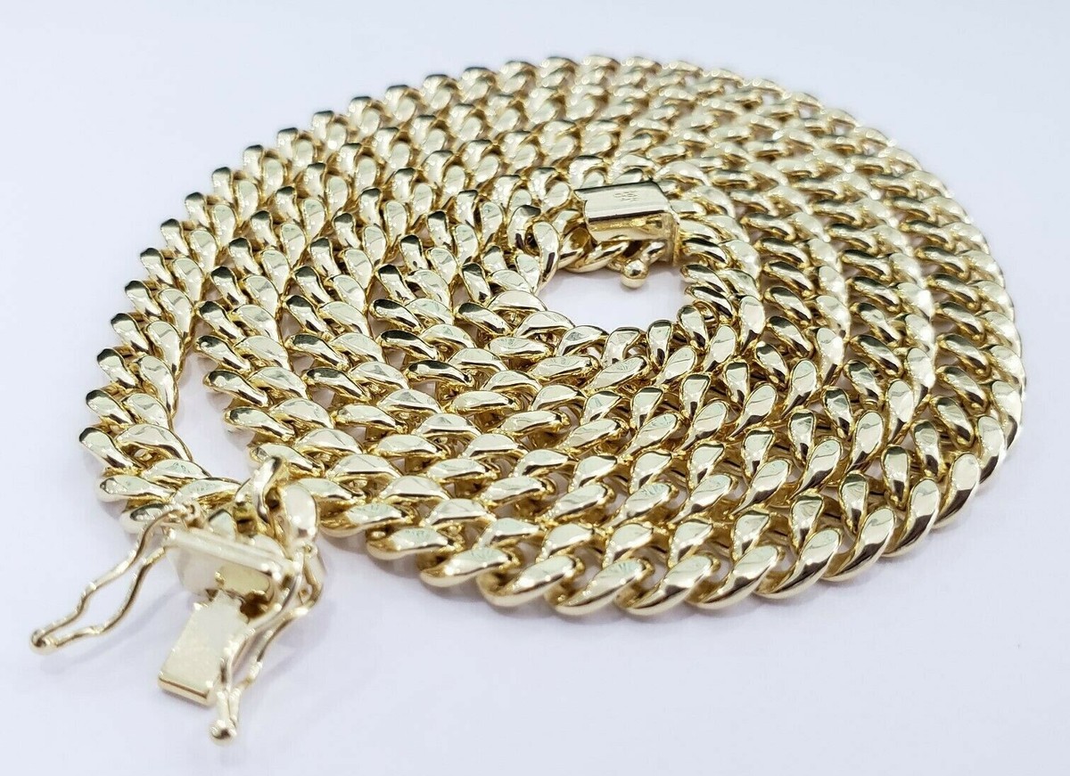 アクセサリー 10K yellow gold Miami cuban link chain 6 Italian 10K Yellow Gold Solid Miami Cuban Link Mens Chain 6 mm