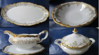 1920's German Weiner Porcelain China Tureen Tray Gravy Boat Bowl