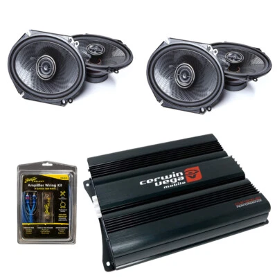 CERWIN-VEGA/KENWOOD Cerwin Vega Amplifier + Kenwood 6x8" (5x7) Front/Rear Coax Car speakers package