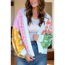 Color Block Open Front Long Sleeve Cardigan
