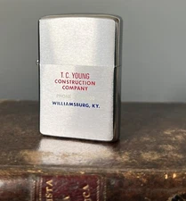 Unfired 1972 Vintage Rare Zippo Williamsburg Kentucky Young Construction Company