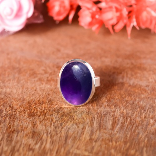 Anillo de piedras preciosas de amatista africana de plata de ley 925 piedras de nacimiento de febrero joyería - Imagen 6 de 9