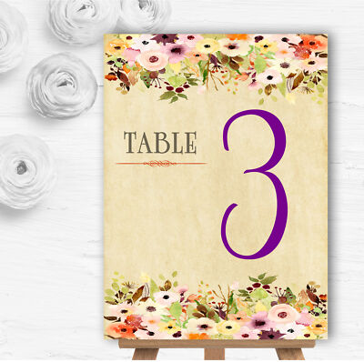 Vintage Frühling Aquarell personalisiert Hochzeit Tischnummer Namenskarten