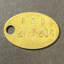 Fisher Body Division Brass Tool Tag General Motors #27-3-291 21mm x 31mm