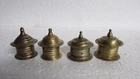 4 Pc Vintage Old Brass Vermilion Box Powder Kumkum Tikka Box Collectible