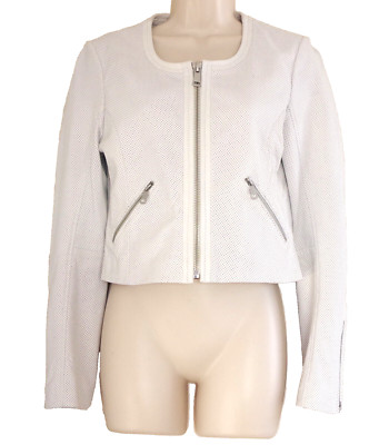 Bagatelle NYC Leather White Pinholes Women Cropped jacket Size:S