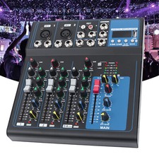 Mini Audio Mixer 4Channel Bluetooth USB DJ Sound Mixing Console Amplifier Studio