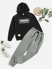 Understand Slogan Graphic Hoodie  Drawstring Waist Sweatpants