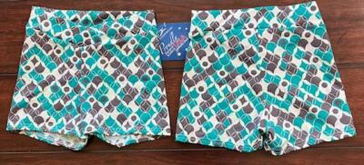 NWT Motionwear Teal V Front Gymnastics Shorts Child Medium & Large