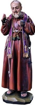 Statue Von San Padre Pio 26 CM Aus Holz Der Valgardena Handbemalt