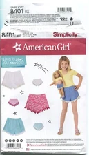 SIMPLICITY 8401 GIRLS & 18" DOLL SHORTS SZ 7-14 UNCUT 2017