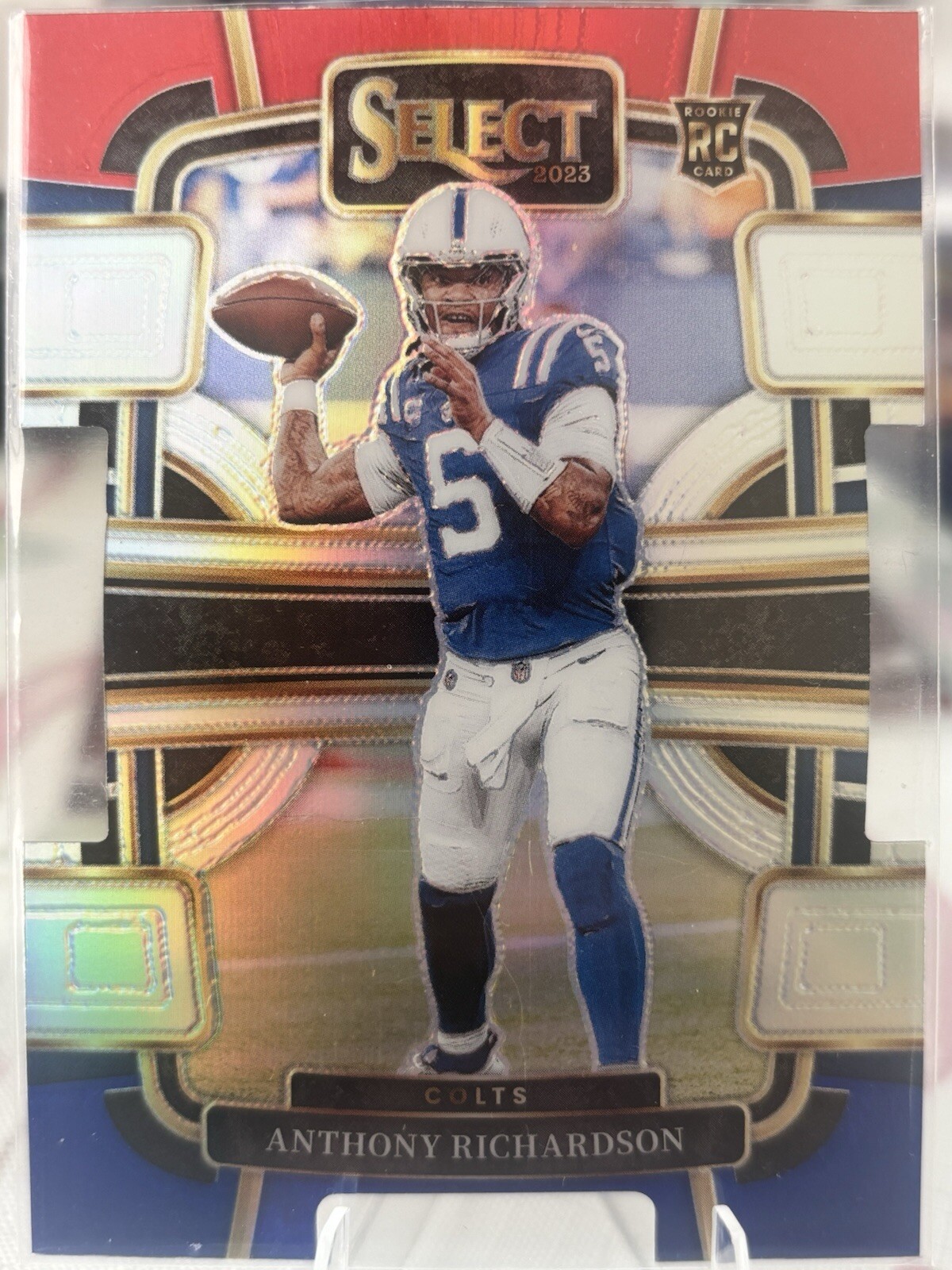 2023 Panini Select NFL  #43 Anthony Richardson RC  Concourse Red/Blue Die-Cut