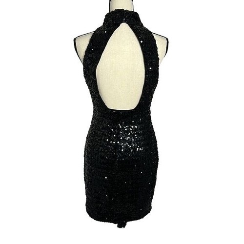 Roberta mini abito smanicato nero paillettes VINTAGE FINTO COLLO APERTO DIETRO TAGLIA 9/10 - Foto 5 di 11
