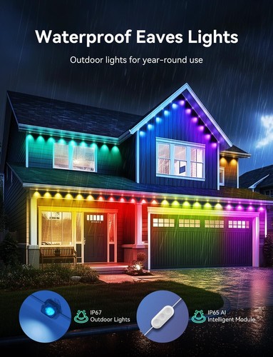 50ft Permanent Outdoor Lights - 36 LED Waterproof Smart Decor for Every Occasion - Picture 8 of 11
