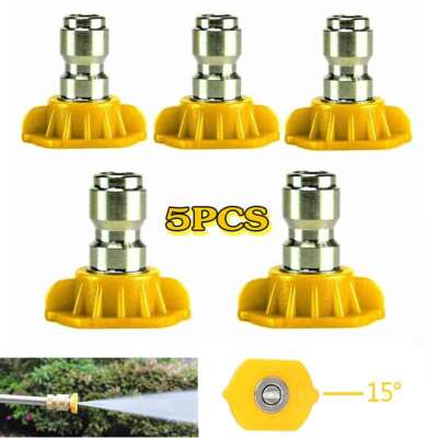 #ad 5 Power Pressure Washer Spray Nozzle Tips 1 4 Quick Connection Yellow 15 Degree $8.27