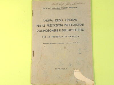 HONORARTARIF BERUFLICHE LEISTUNGEN INGENIEUR UND ARCHITEKT 1933