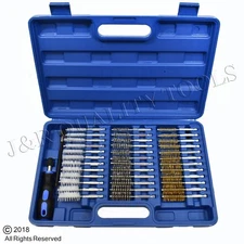 38pc Industrial Wire Brush Set Brushes Long Reach Round Tube Automotive Steel